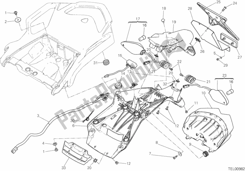 Todas las partes para Soporte De Matrícula - Luz Trasera de Ducati Multistrada 950 Touring Thailand 2017
